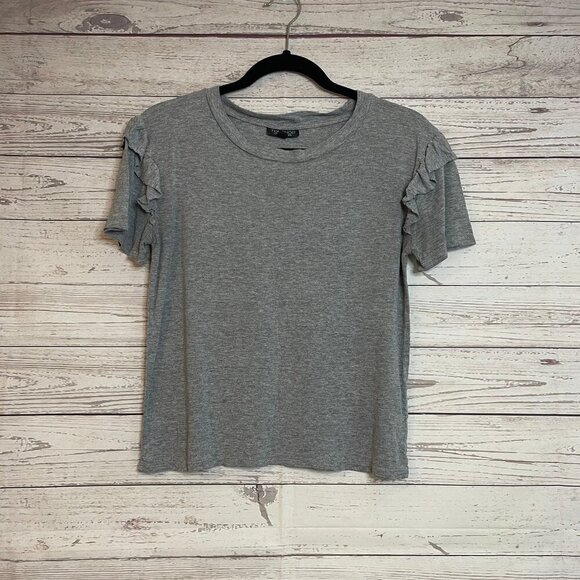 Top Shop Short Sleeve Shirt with Ruffle Detail, US6 - Picture 1 of 5